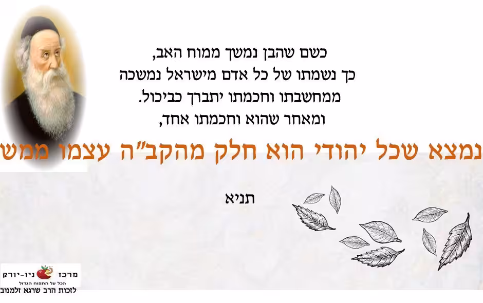 כל יהודי הוא חלק מהקב"ה עצמו ממש