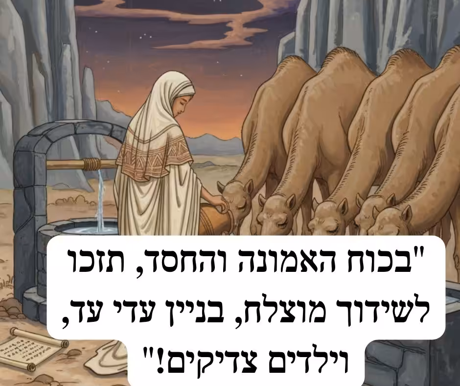 "בכוח האמונה והחסד, תזכו לשידוך מוצלח, בניין עדי עד, וילדים צדיקים!"